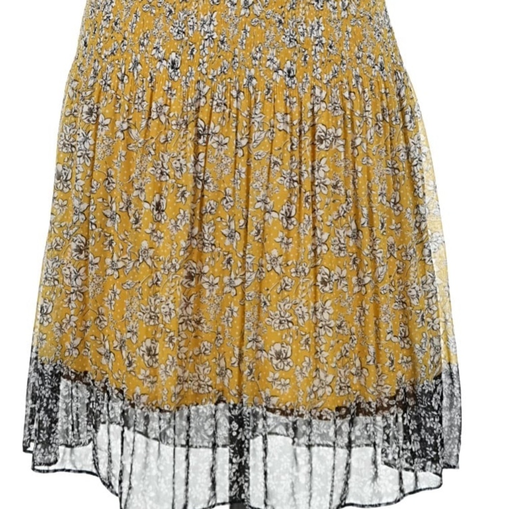 Max Studio Yellow and Black Floral High-Low Skirt
